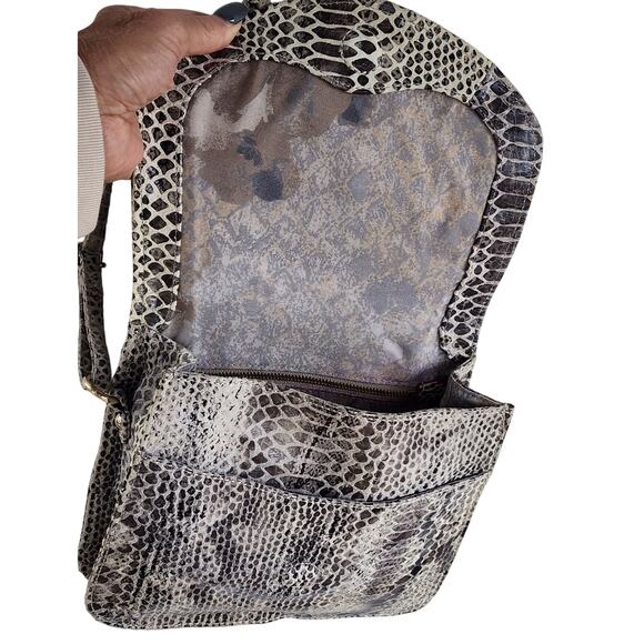 Elliott Lucca from The Sak Python Snake Print Leather Crossbody Y2K Shoulder Bag - Picture 10 of 14